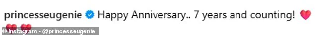 Princess Eugenie Celebrates 7th Wedding Anniversary with Heartfelt Instagram Post