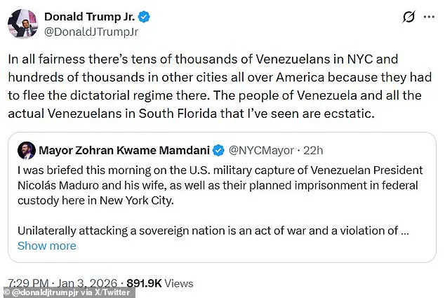Trump Family's Divided Response to Controversial Venezuela Raid Sparks Internal Debate