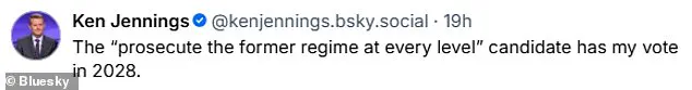 Urgent: Ken Jennings Backs 2028 Candidate Aiming to Prosecute Trump Amid ICE Shooting Fallout