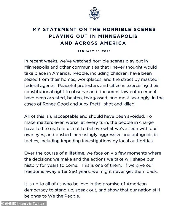 Nation at a Crossroads: Clinton and Obama Condemn Trump's Policies Amid Border Patrol Shooting and Civil Liberties Crisis