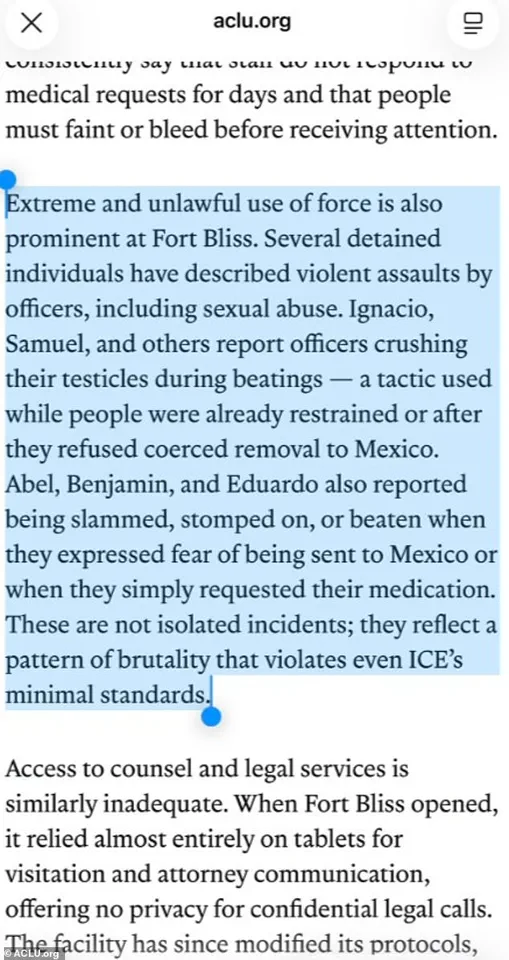 ACLU Alleges ICE Perpetrates Torture and Abuse at Fort Bliss, Raising Questions About Government Regulation of Immigration Detention