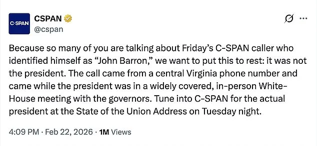 C-SPAN Clarifies: Caller's Voice Resembling Trump Was Not the President