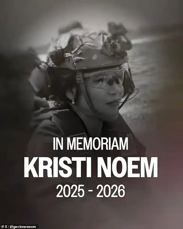 Gavin Newsom's Sarcastic 'In Memoriam' Video Mocks Kristi Noem's Short DHS Tenure with Emotional Ballad