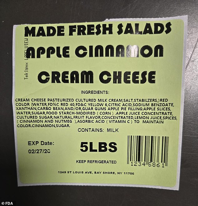 FDA Issues Class I Recall of Made Fresh Salads Cream Cheese Products Over Listeria Contamination Risk