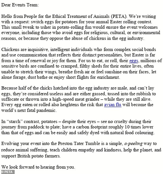 PETA Challenges Tradition: Push for 'Potato Tumble' Over Easter Egg Roll Sparks Debate