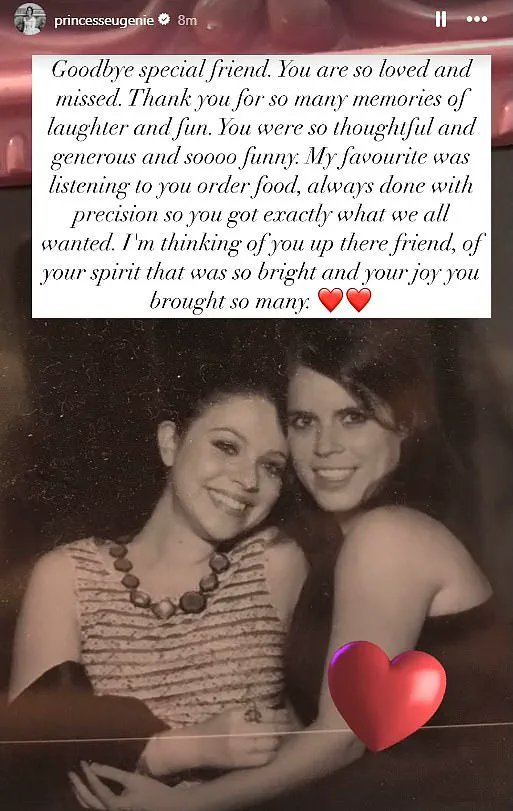 Princess Eugenie remembers her late friend Michelle Trachtenberg