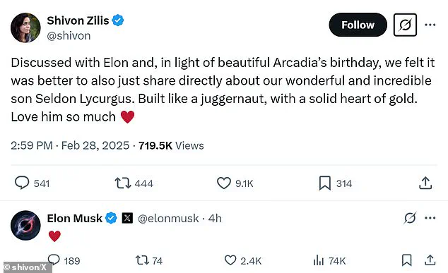 Elon Musk's Fourth Child with Shivon Zilis is Here