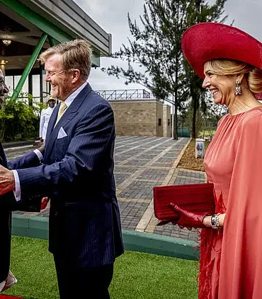 Queen Maxima Dazzles in Red Feather Dress for Dutch Royal Couple's State Visit to Kenya