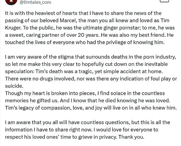 Tim Kruger's Death: An Unexpected Tragic Loss to the Porn Industry