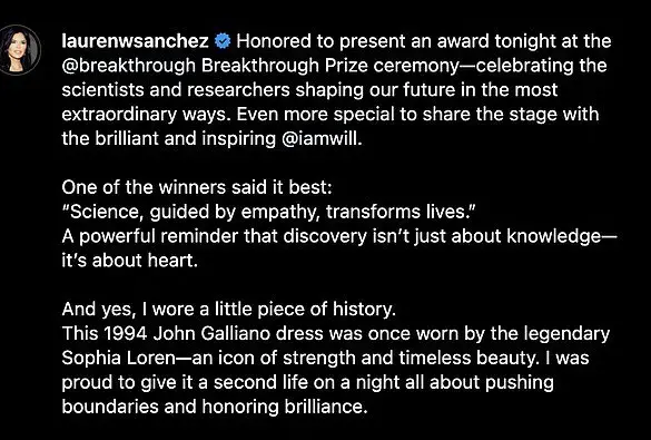 Lauren Sanchez Steals Spotlight at Breakthrough Prize in Red Carpet-Stealing Dress