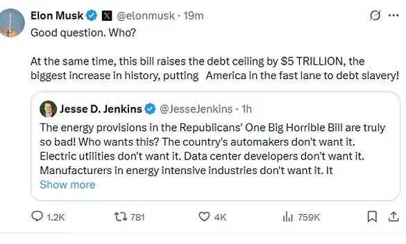 Elon Musk Condemns Trump's $2.8 Trillion Spending Bill as 'Destructive' to Innovation, Escalating Public Feud