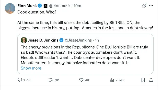 Elon Musk Condemns Trump's $2.8 Trillion Spending Bill as 'Destructive' to Innovation, Escalating Public Feud