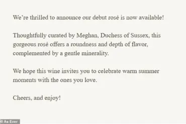 ''A $300 Bottle of Shame'': Meghan Markle's Napa Valley Rosé Sparks Outrage as Critics Call Her Latest Venture a 'Disgraceful Exploitation' of Royal Influence