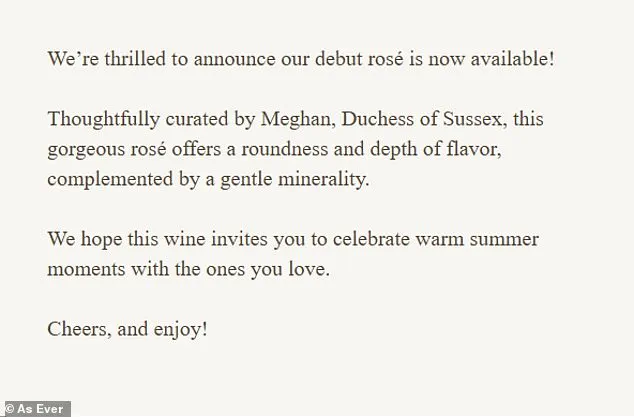 ''A $300 Bottle of Shame'': Meghan Markle's Napa Valley Rosé Sparks Outrage as Critics Call Her Latest Venture a 'Disgraceful Exploitation' of Royal Influence